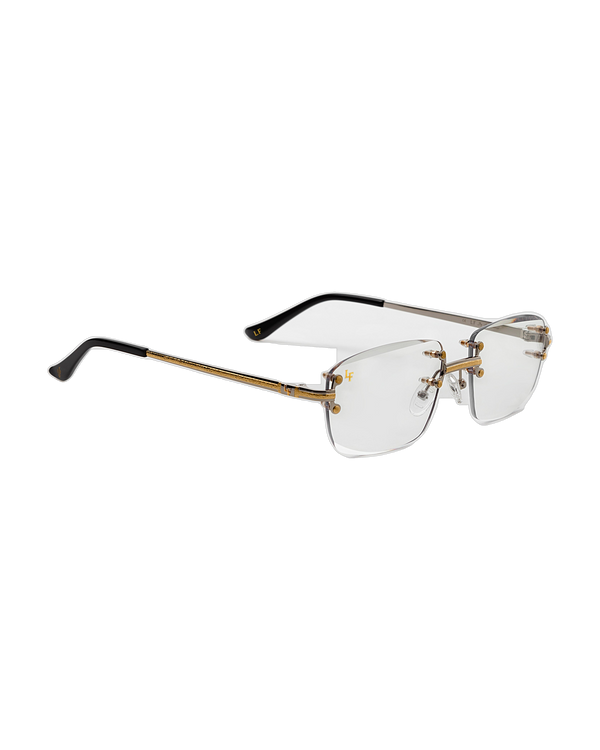 Lux Frames - Silver & Gold Two Tone Rimless Class - Clear Lens - alternate