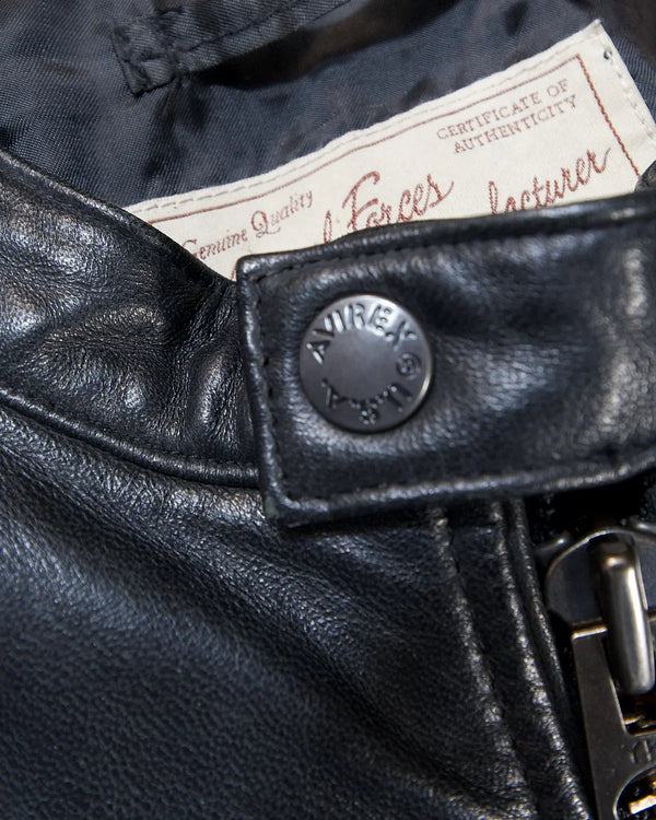 Avirex - Vintage Café Racer Leather Jacket Black — vintage — view 3