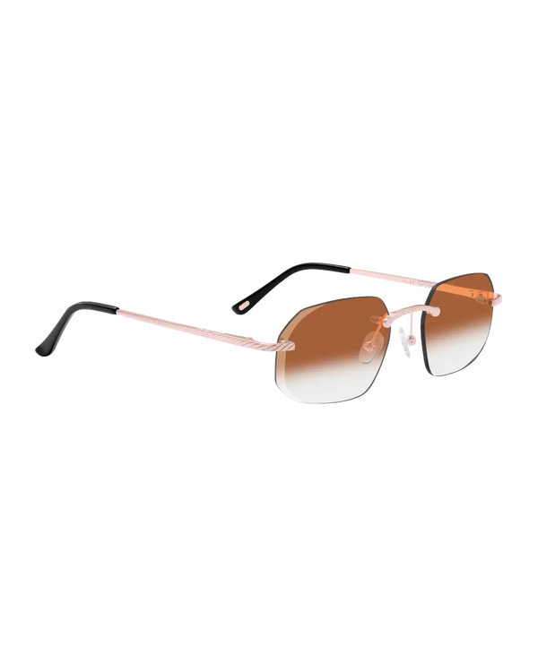 Lux Frames - Rose Gold Rimless Class VII — Brown Fade — view 3