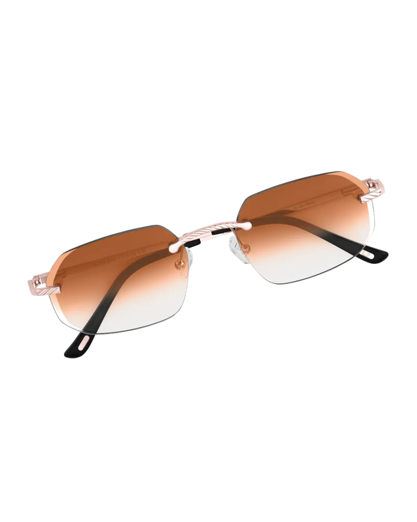 Lux Frames - Rose Gold Rimless Class VII — Brown Fade