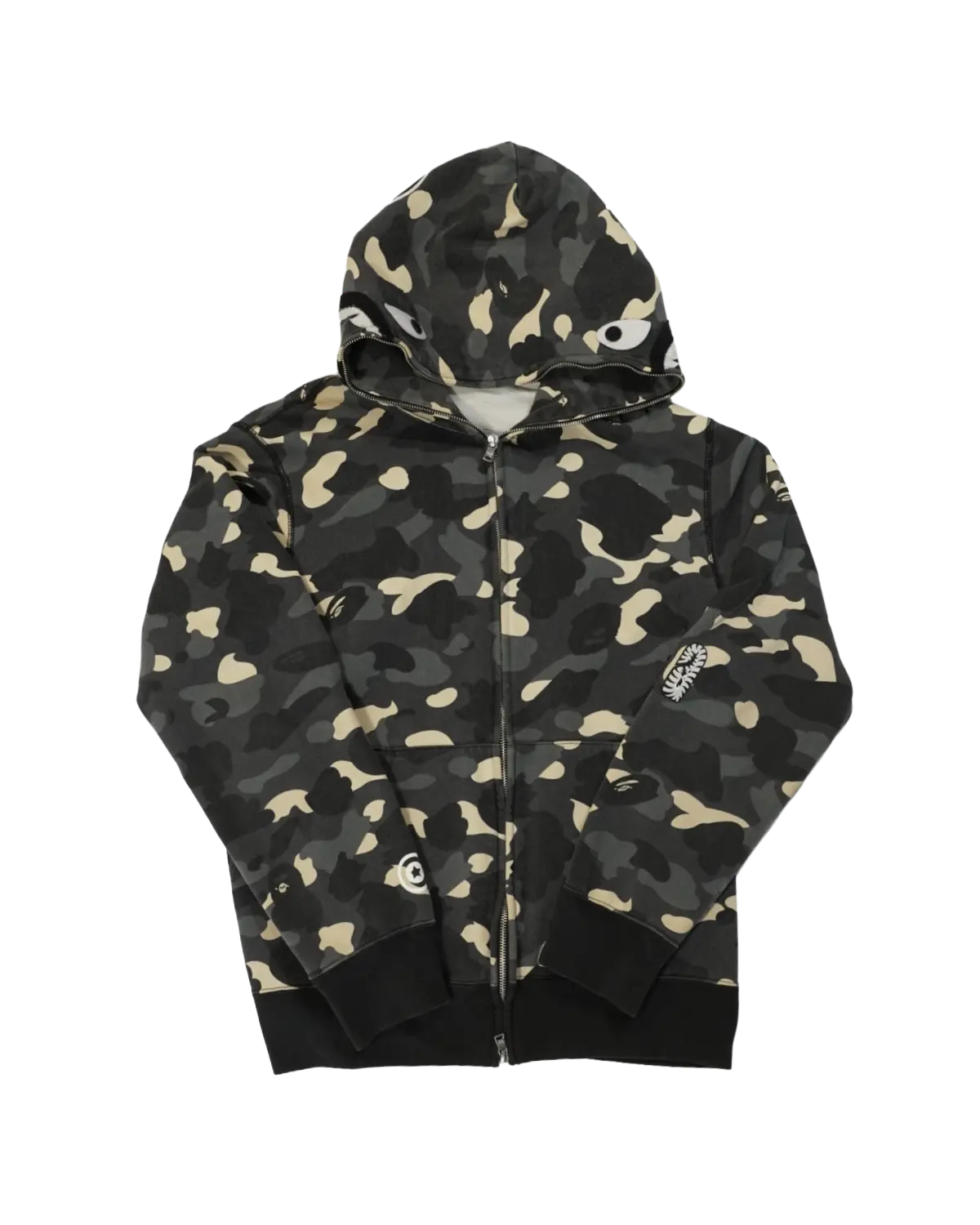 Bape - Camo Shark Full Zip Hoodie Grey — vintage