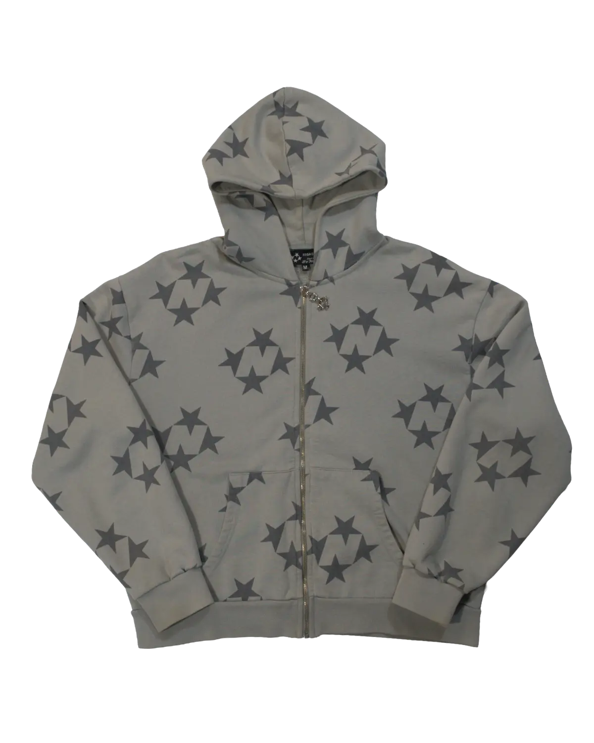 99Based - Monogram Star Zip Hoodie Grey — vintage
