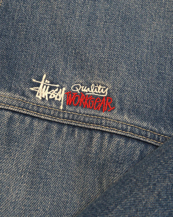 Stüssy - Denim Sherpa Work Jacket Washed Blue — vintage — view 3