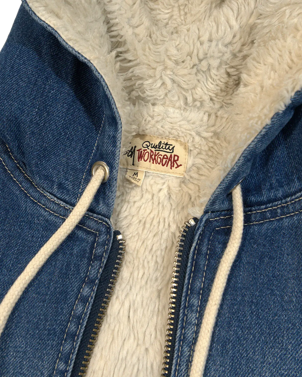 Stüssy - Denim Sherpa Work Jacket Washed Blue — vintage — view 5