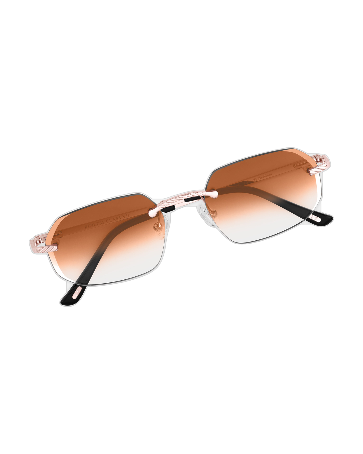 Lux Frames - Rose Gold Rimless Class VII — Brown Fade