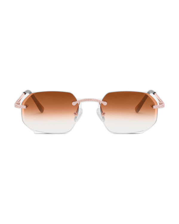 Lux Frames - Rose Gold Rimless Class VII — Brown Fade — view 3