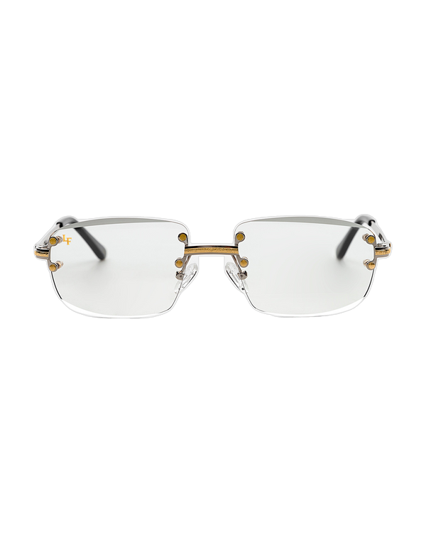 Lux Frames - Silver & Gold Two Tone Rimless Class - Clear Lens — view 3