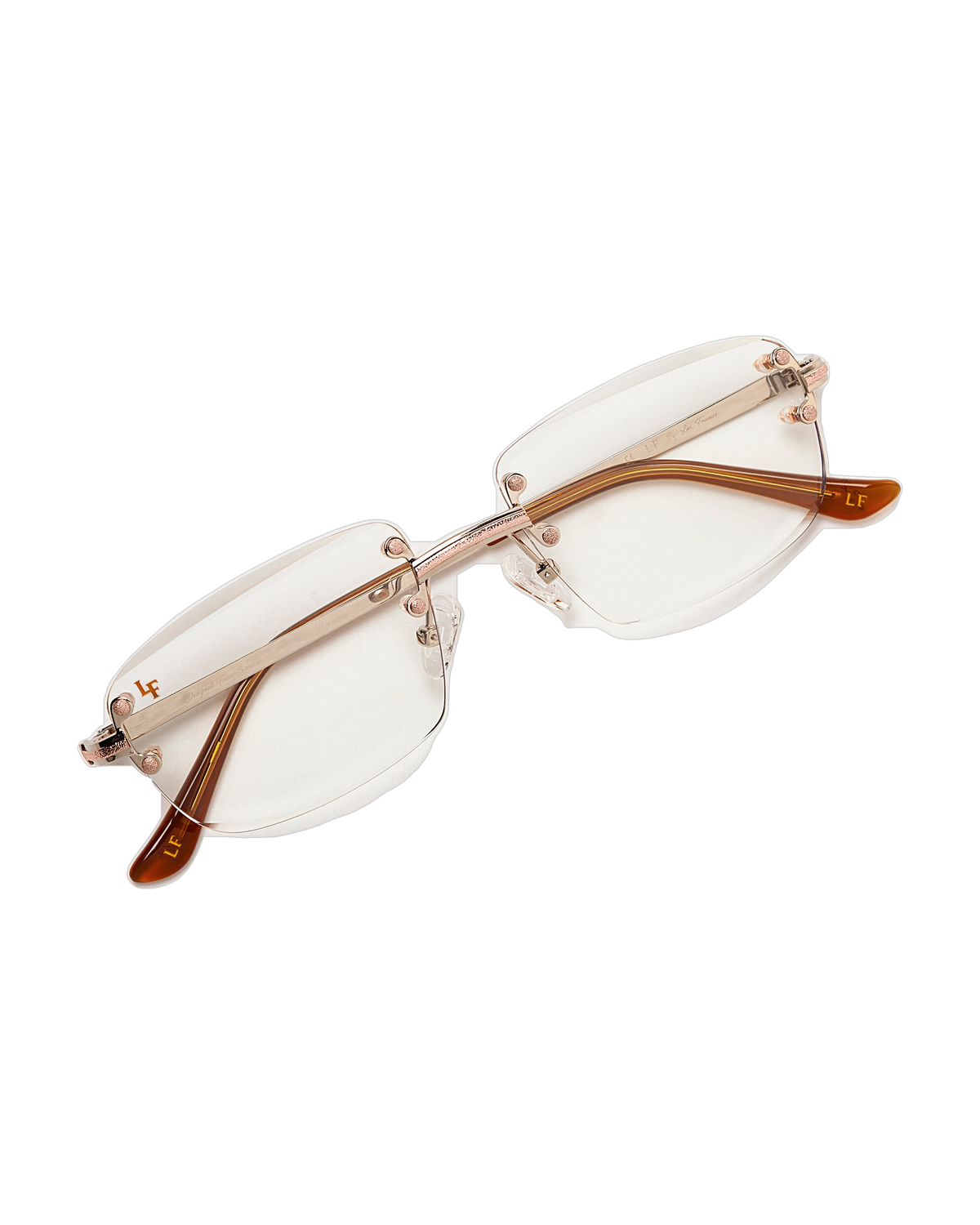 Lux Frames - Silver & Rose Gold Two Tone Rimless Class - Clear Lens