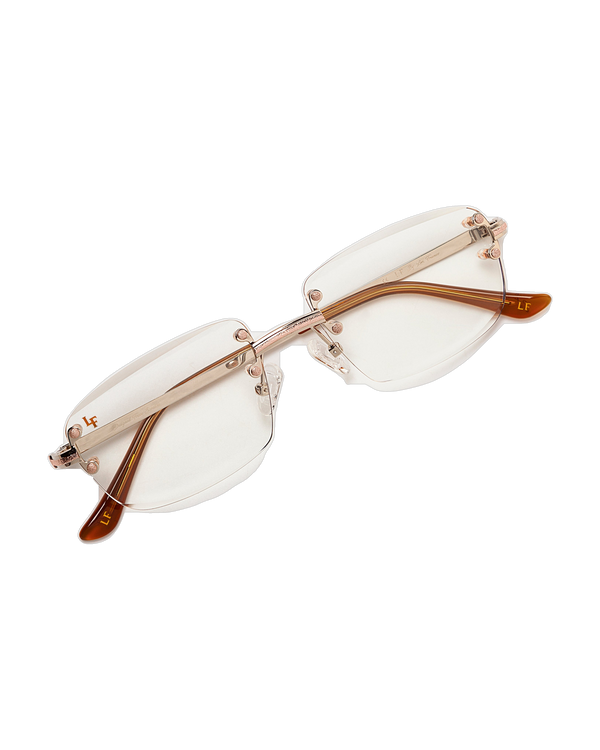 Lux Frames - Silver & Rose Gold Two Tone Rimless Class - Clear Lens