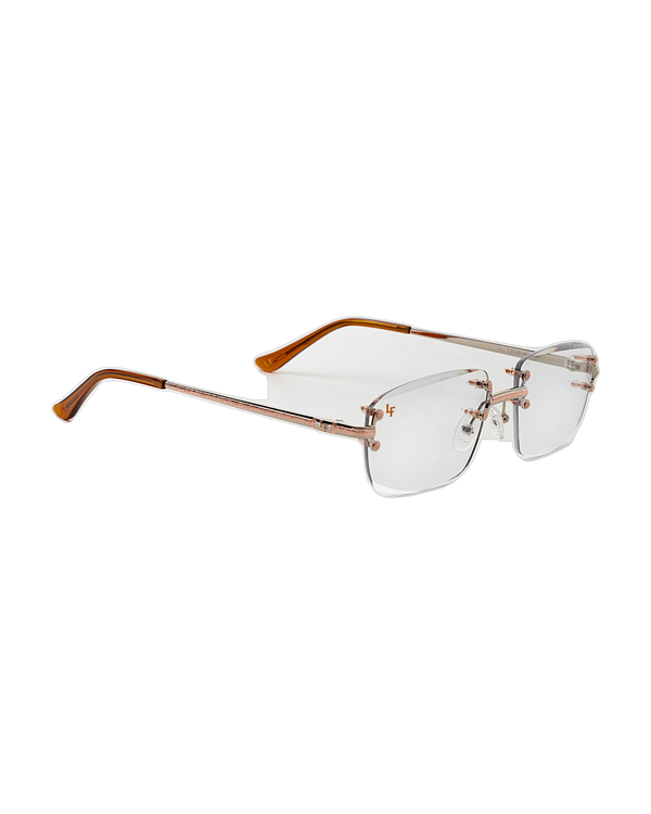 Lux Frames - Silver & Rose Gold Two Tone Rimless Class - Clear Lens — view 2