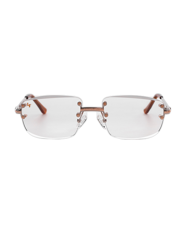 Lux Frames - Silver & Rose Gold Two Tone Rimless Class - Clear Lens — view 3